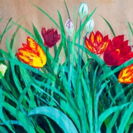 Tulips by the Farmhouse Door